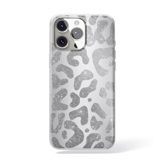 Silver Glam - Işıltılı Leopar Desenli Telefon Kılıfı