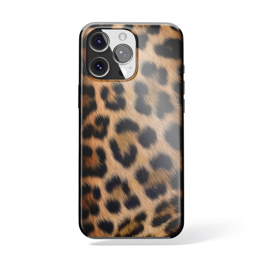 Golden Wild - Tüylü Leopar Desenli Telefon Kılıfı