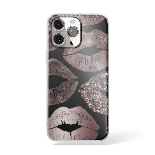 Kiss & Glam - Metalik Öpücük Desenli Telefon Kılıfı