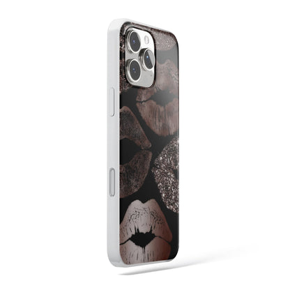 Kiss & Glam - Metalik Öpücük Desenli Telefon Kılıfı - Vertexcover.tr