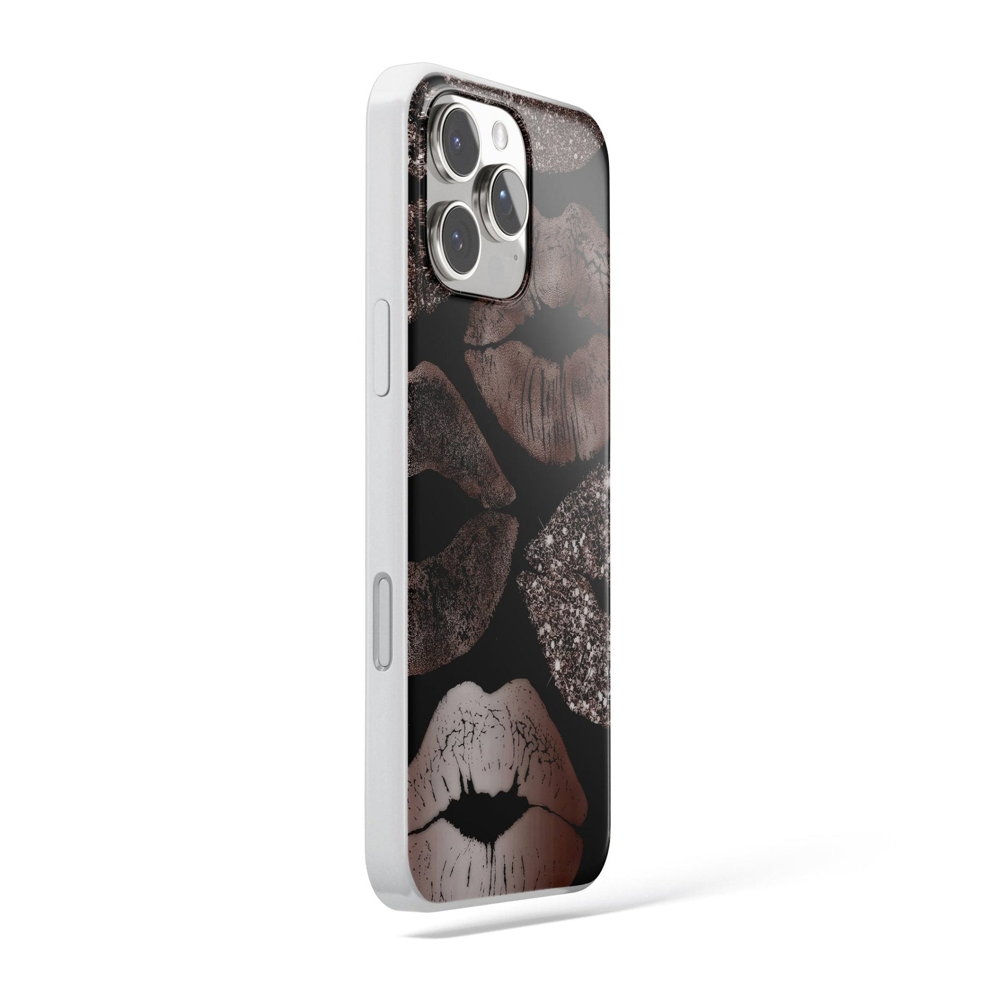 Kiss & Glam - Metalik Öpücük Desenli Telefon Kılıfı - Vertexcover.tr