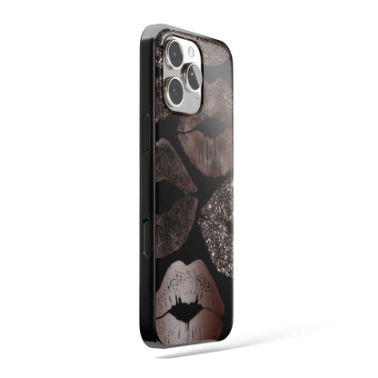 Kiss & Glam - Metalik Öpücük Desenli Telefon Kılıfı - Vertexcover.tr