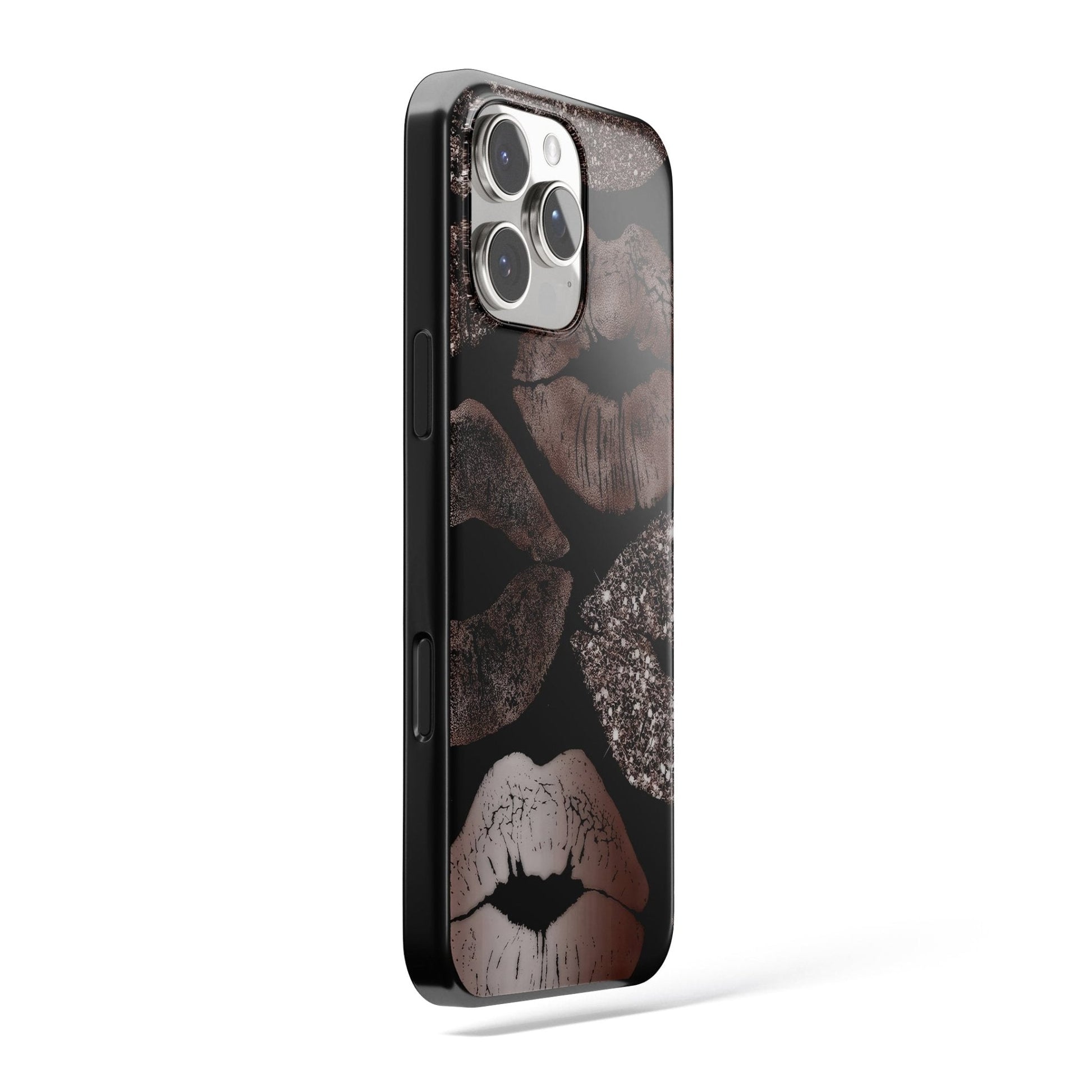 Kiss & Glam - Metalik Öpücük Desenli Telefon Kılıfı - Vertexcover.tr