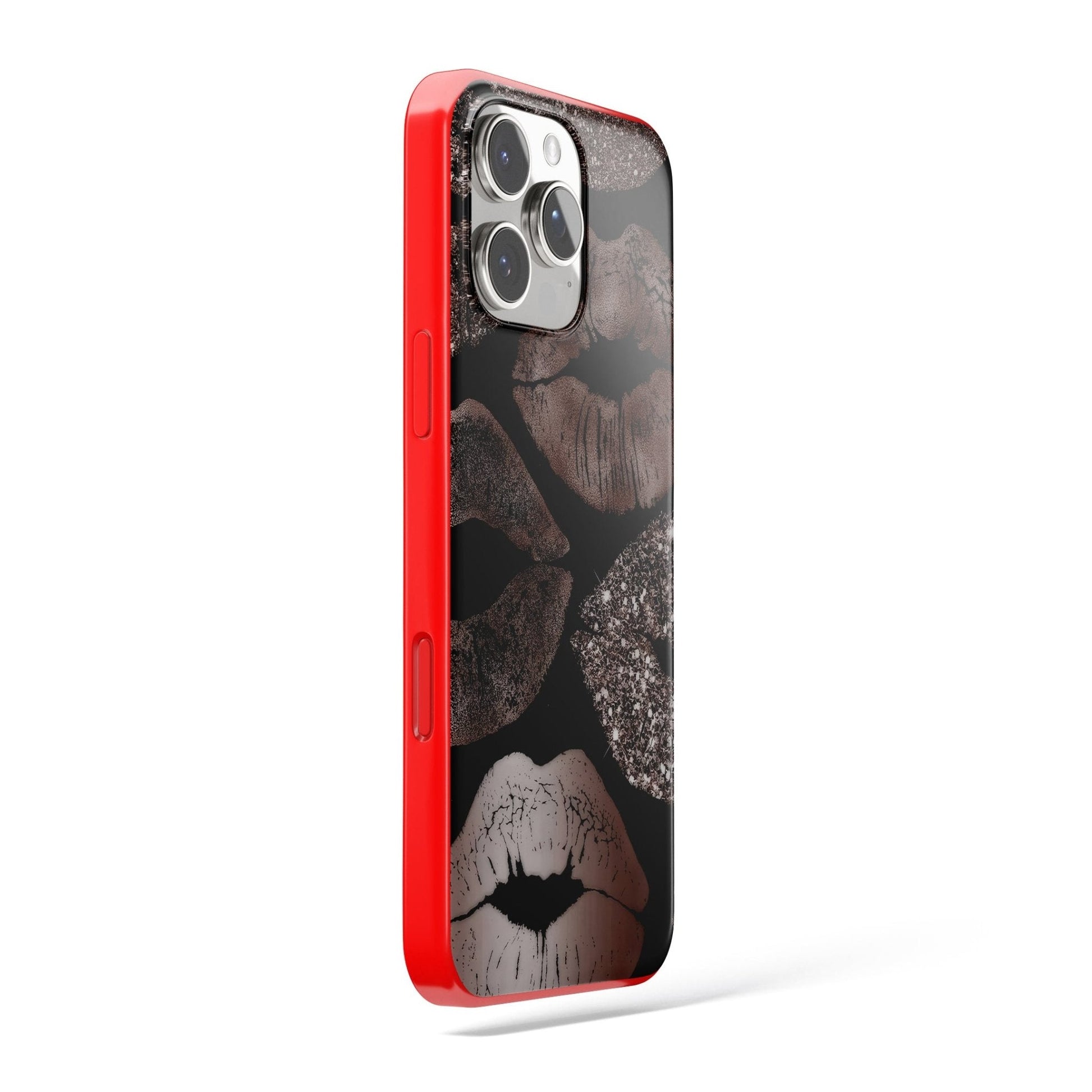 Kiss & Glam - Metalik Öpücük Desenli Telefon Kılıfı - Vertexcover.tr