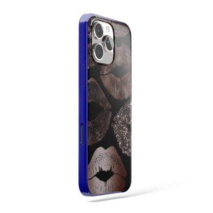 Kiss & Glam - Metalik Öpücük Desenli Telefon Kılıfı - Vertexcover.tr