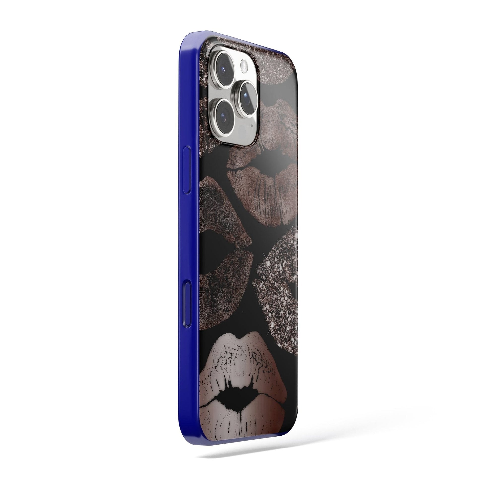 Kiss & Glam - Metalik Öpücük Desenli Telefon Kılıfı - Vertexcover.tr